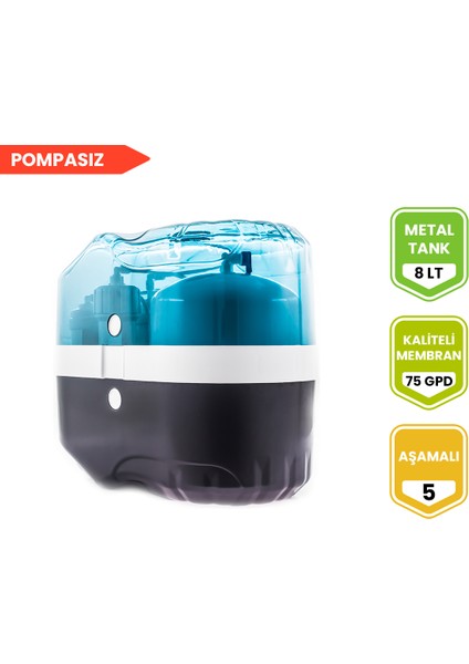 Mavi 5 Aşamalı Pompasız Su Arıtma Cihazı