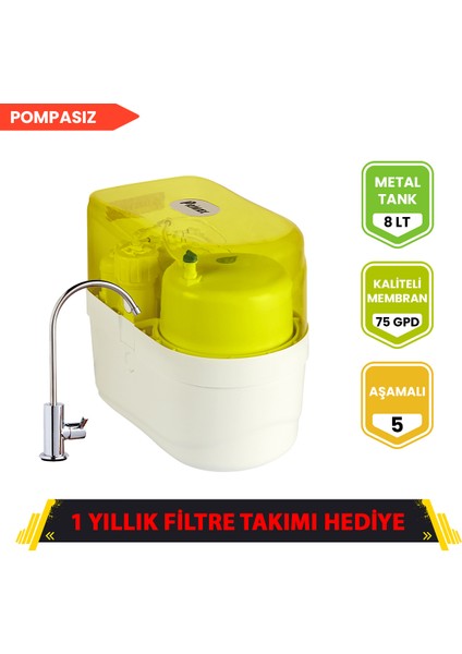 Pompasız Primax Su Arıtma Cihazı (Sarı) + 1 Yıllık Filtre Seti Hediyeli fiyatları