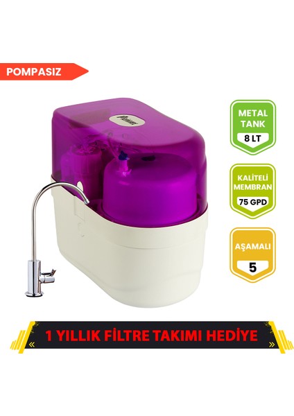 Pompasız Primax Su Arıtma Cihazı (Mor) + 1 Yıllık Filtre Seti Hediyeli fiyatları