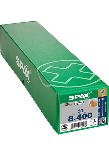 Ahşap Konstrüksiyon Vidası, 8 X400 Mm, 50 Adet, Yarım Dişli, Havşa Başlı, Wırox Kaplama