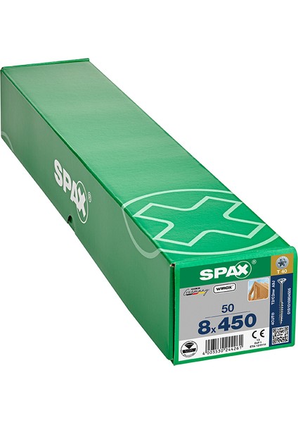 Ahşap Konstrüksiyon Vidası, 8 X450 Mm, 50 Adet, Yarım Dişli, Havşa Başlı, Wırox Kaplama