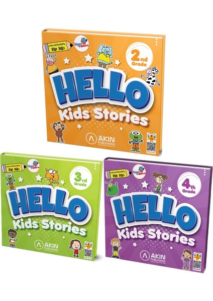 Akın Dil Hello Kids Stories 2nd Grade + Stories 3rd Grade + Stories 4th Grade Hikaye Seti