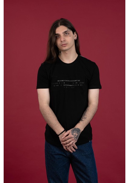 Slimfit Baskılı Sıfır Yaka Erkek Penye T-Shirt
