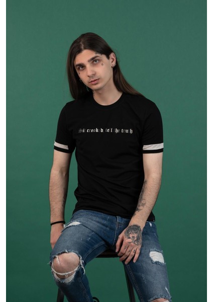 Slimfit Baskılı Sıfır Yaka Erkek Penye T-Shirt