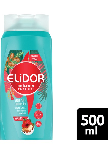 Doğanın Enerjisi Saç Bakım Şampuanı Argan Yağı Hibiskus Özü 500 ml