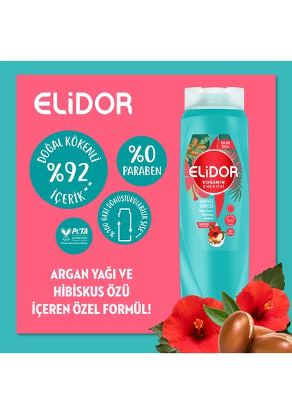 Doğanın Enerjisi Saç Bakım Şampuanı Argan Yağı Hibiskus Özü 500 ml