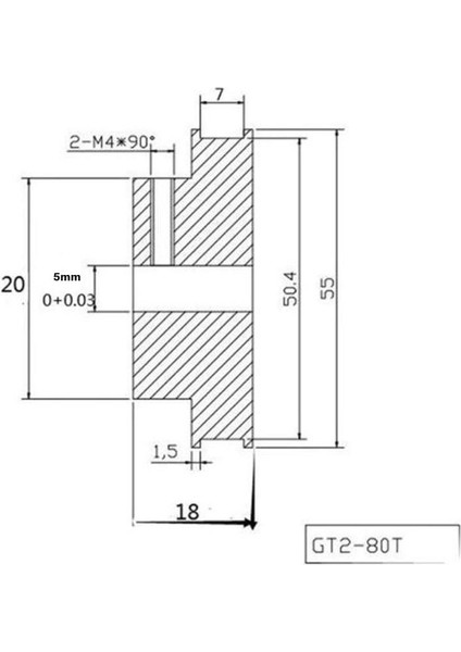 Gt2 6mm 80 Diş Kasnak (Iç Çap 5 Mm)