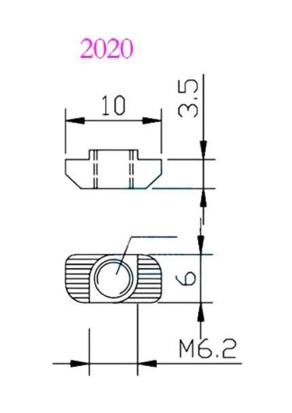 6 Kanal Sigma Profil Somun (M5 Tırtıklı Somun)