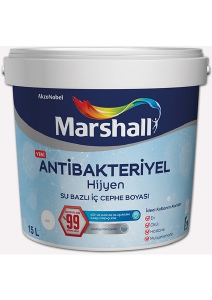 Antibakteriyel Hijyen Su Bazlı Silinebilir Iç Cephe Boyası 15 Lt