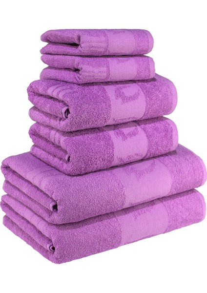 Lale Desenli Pamuk Banyo Havlu Seti 12 Adet, 4 Banyo Havlusu, 4 El Havlusu, ve 4 Yüz Havlusu, -Comfort- Lila, Mürdüm, modelleri