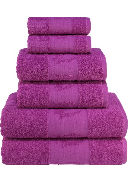 Lale Desenli Pamuk Banyo Havlu Seti 12 Adet, 4 Banyo Havlusu, 4 El Havlusu, ve 4 Yüz Havlusu, -Comfort- Lila, Mürdüm, indirimleri