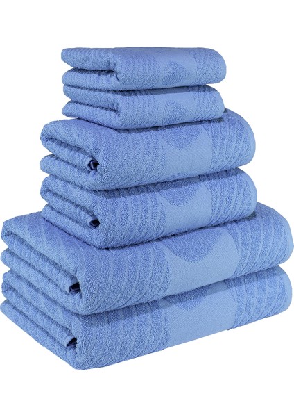 Su Damlası Desenli Pamuk Banyo Havlu Seti 12 Adet, 4 Banyo Havlusu, 4 El Havlusu, ve 4 Yüz Havlusu, -Comfort- Açık Mavi, Mavi, modelleri