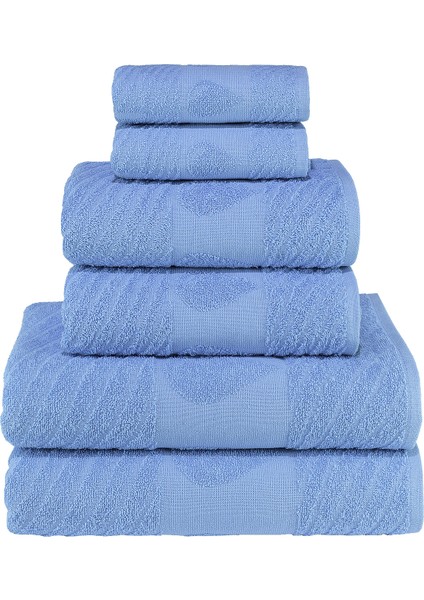 Su Damlası Desenli Pamuk Banyo Havlu Seti 12 Adet, 4 Banyo Havlusu, 4 El Havlusu, ve 4 Yüz Havlusu, -Comfort- Açık Mavi, Mavi, indirimleri