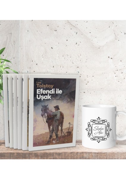 Kişiye Özel Isimli Kupa Bardak ve Tolstoy Unutulmaz Eserleri(6 Kitap) Hediye Seti