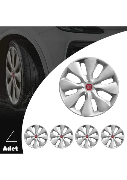 Fiat Fiorino 15 Inç Uyumlu Jant Kapağı Amblemli Gri 4 Adet 1 Takım 133