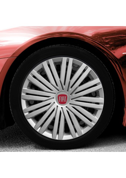 Fiat Brava 15 Inç Jant Kapağı Amblemli Gri 4 Adet 1 Takım 126