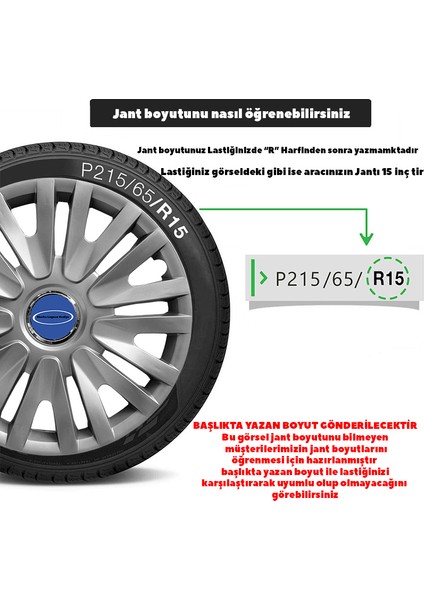 Ford Ka 13 Inç Uyumlu Jant Kapağı Amblemli Gri 4'lü Takım 122