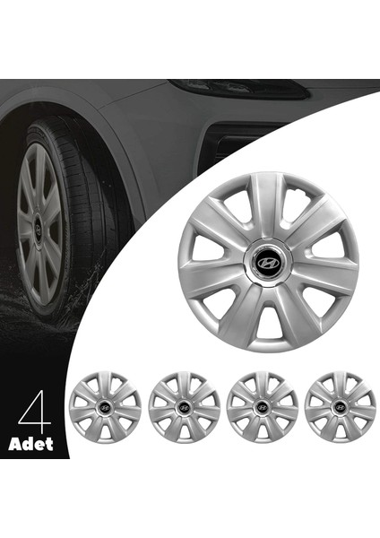 Hyundai Accent Era 14 Inç Uyumlu Jant Kapağı Amblemli Gri 4 Adet 1 Takım 108