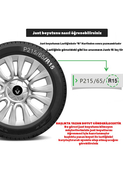 Renault Megane Iı 15 Inç Jant Kapağı Amblemli Gri 4'lü Set 109