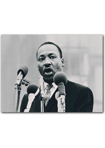 Cakatablo Martin Luther King ve Mikrofonlar Siyah Beyaz
