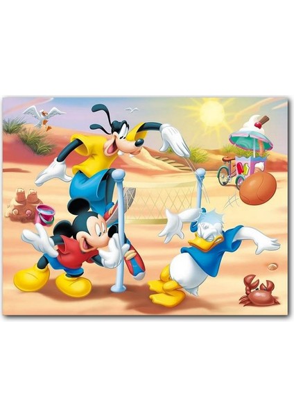 Cakatablo Mickey Mouse Goofy ve Donald Duck Plaj Voleybolu