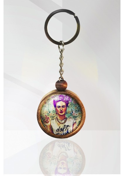 Frida Kahlo Ahşap Anahtarlık