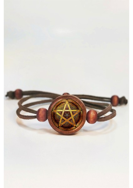 Pentagram Yıldızı Ahşap Bileklik