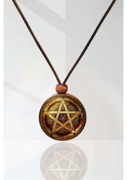 Pentagram Yıldız Ahşap Kolye