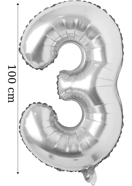 Folyo Balon 3 Rakamı Helyum Balon 100 cm