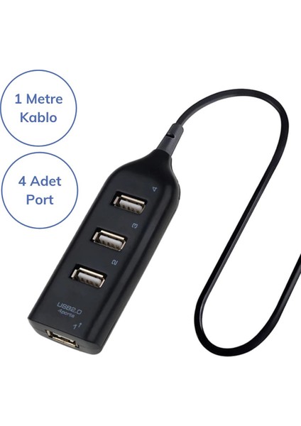 Çok Amaçlı 4 Port Girişli Güçlü USB 2.0 Port Çoklayıcı Çoğaltıcı Adaptör Switch Splitter Hub-