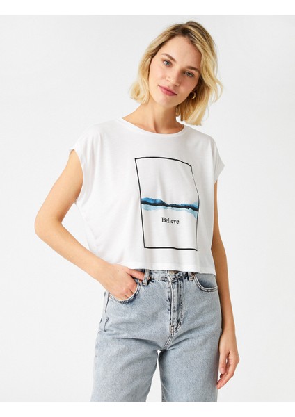 2YAK13965EK Yuvarlak Yaka NormalKalıp Koyu Beyaz Kadın T-Shirt fiyatları