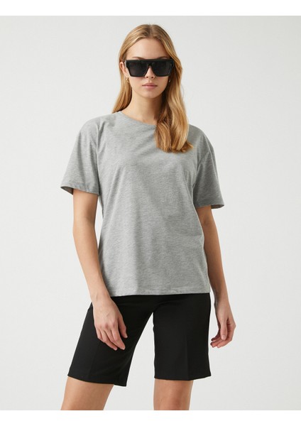 Oversize Bisiklet Yaka Kısa Kollu Tişört modelleri