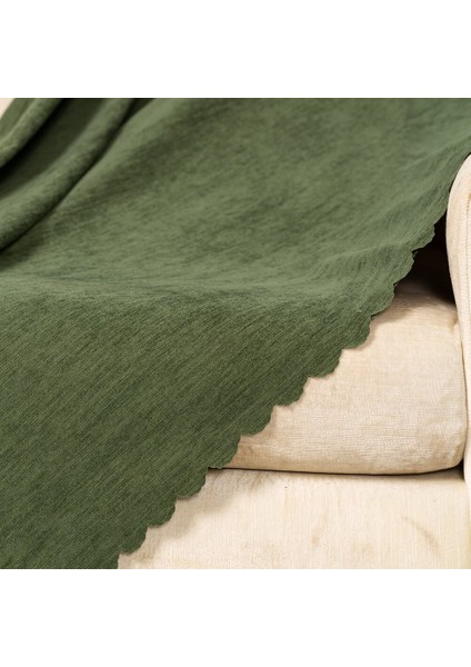 Yeşil Dokuma Kadife Şönil Çift Taraflı Koltuk Örtüsü Şalı 175X215CM fiyatları