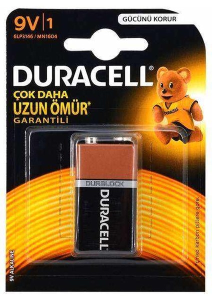 Duracell - 9V Alkalin 9 Volt Pil