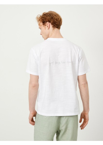 Bisiklet Yaka Pamuk Oversize Baskılı T-Shirt
