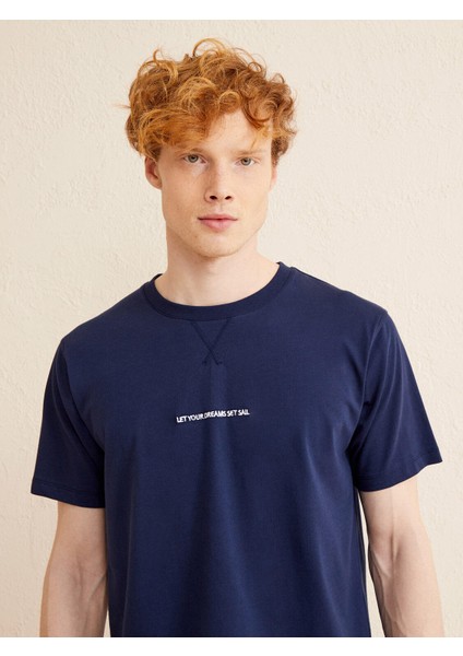 Bisiklet Yaka Pamuk Oversize Baskılı T-Shirt