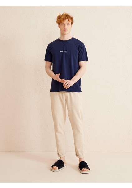 Bisiklet Yaka Pamuk Oversize Baskılı T-Shirt