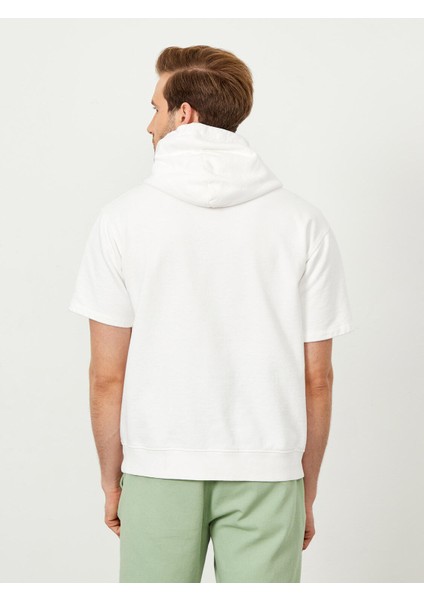 Pamuk Kapüşonlu Oversize Kısa Kollu Basic Sweatshirt
