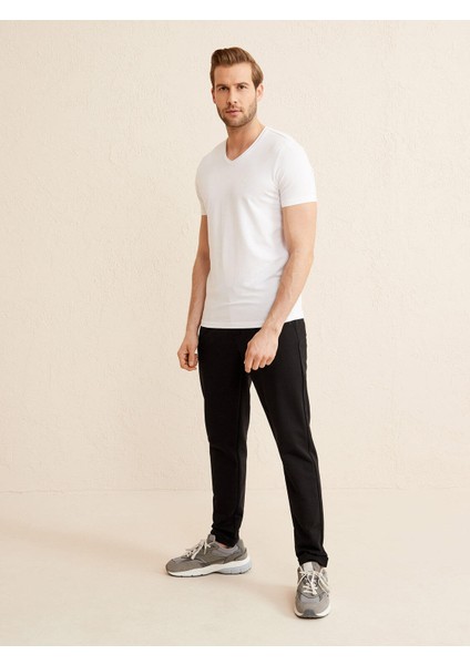 V Yaka Slim Fit Modal Basic T-Shirt