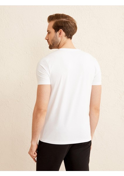 V Yaka Slim Fit Modal Basic T-Shirt