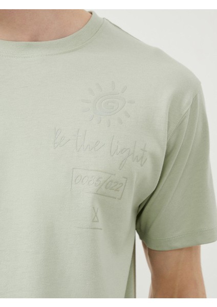 Bisiklet Yaka Pamuk Oversize Baskılı T-Shirt