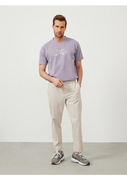 Bisiklet Yaka Pamuk Oversize Baskılı T-Shirt