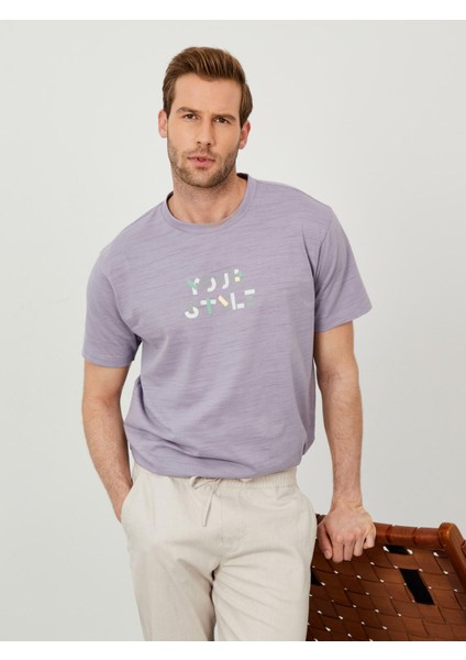 Bisiklet Yaka Pamuk Oversize Baskılı T-Shirt