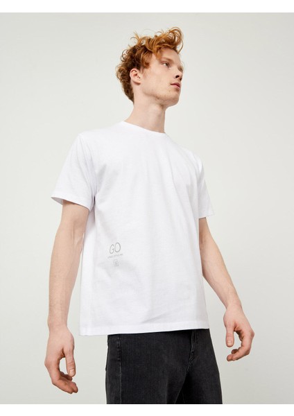 Bisiklet Yaka Pamuk Oversize Baskılı T-Shirt