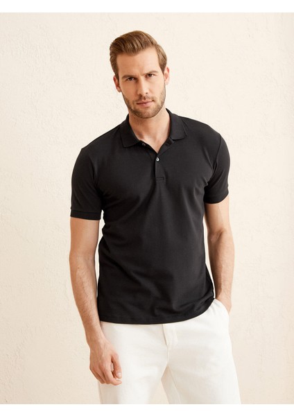 Polo Yaka Pamuklu Slim Fit Basic T-Shirt