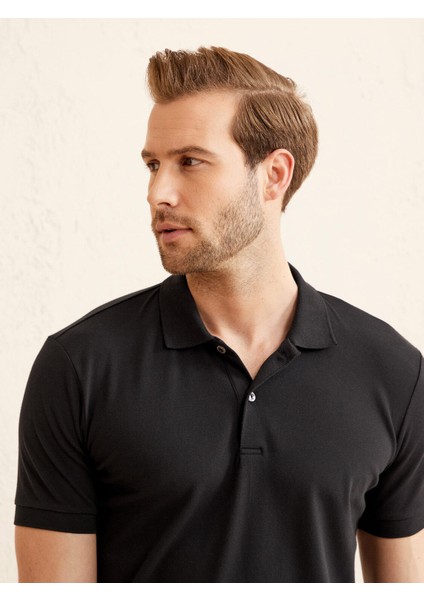 Polo Yaka Pamuklu Slim Fit Basic T-Shirt