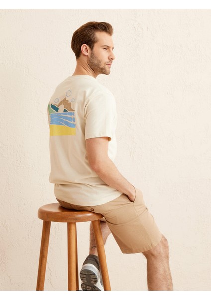 Bisiklet Yaka Pamuk Oversize Baskılı T-Shirt