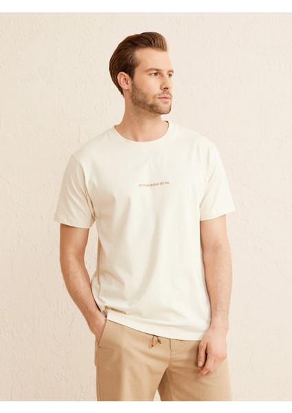 Bisiklet Yaka Pamuk Oversize Baskılı T-Shirt