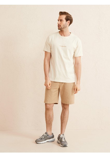 Bisiklet Yaka Pamuk Oversize Baskılı T-Shirt