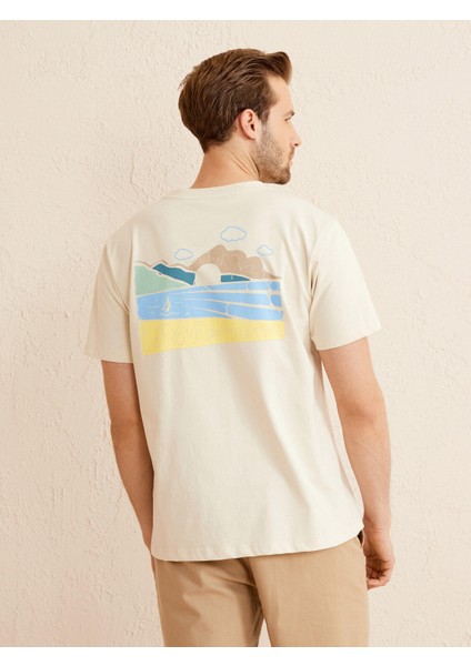 Bisiklet Yaka Pamuk Oversize Baskılı T-Shirt